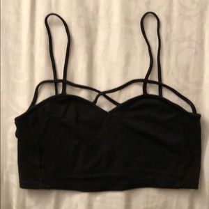 Brandy Melville Black Strappy Crop Top